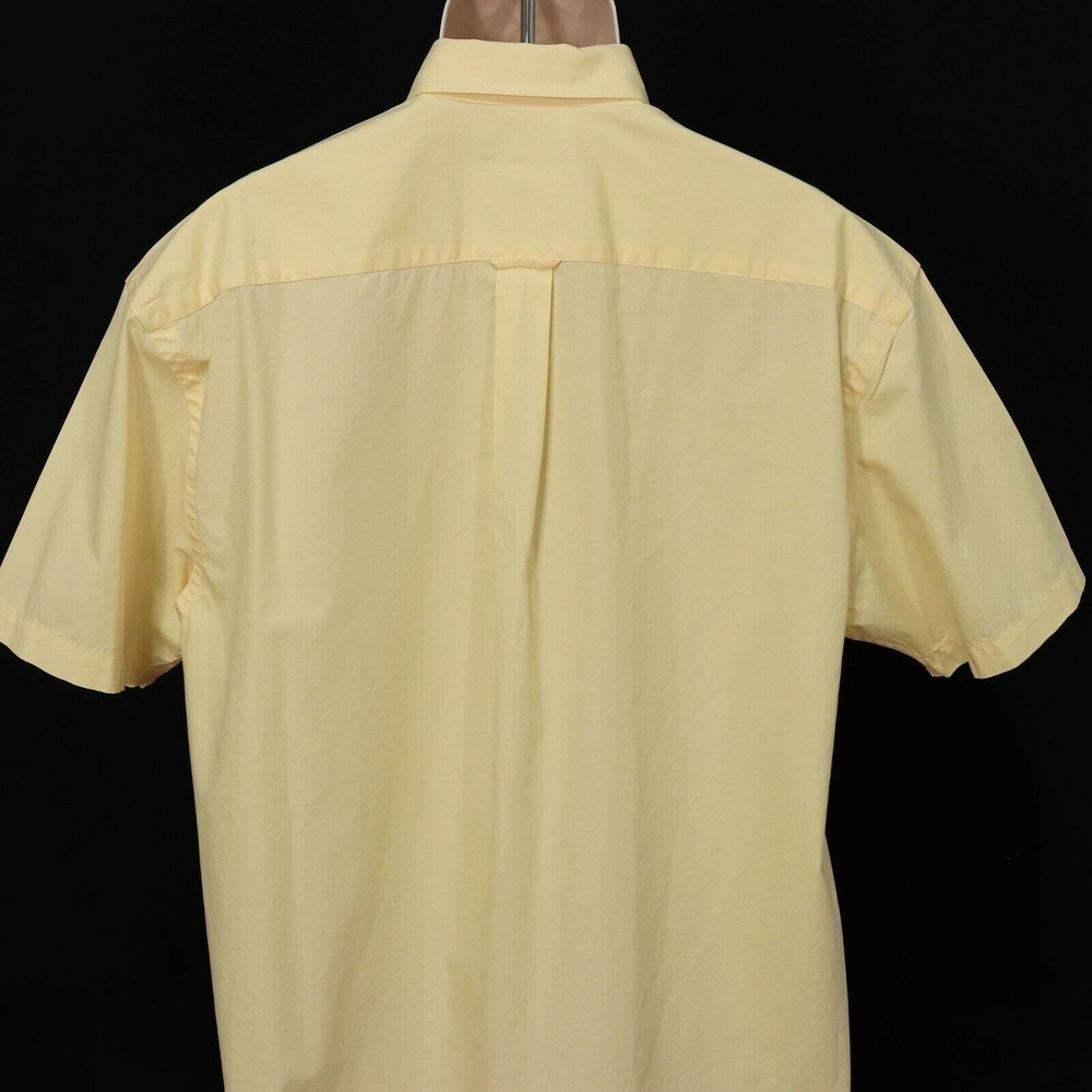 Nautica Mens Button Front Shirt L Large Pastel Yellow 100% Cotton Short Sleeve - Picture 7 of 10